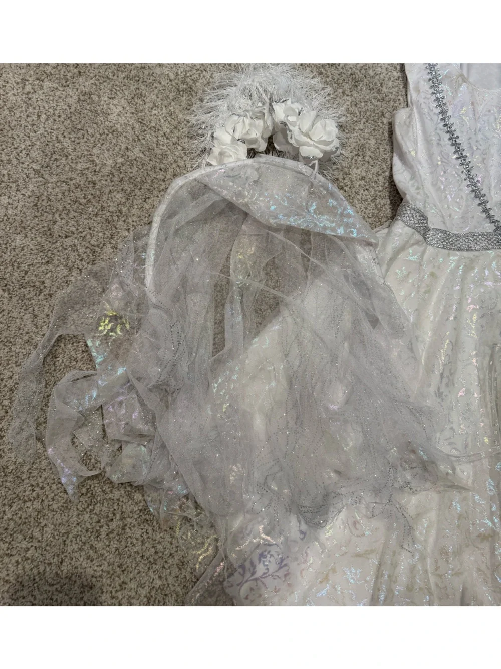 Spirit Halloween Angelic Beauty White Angel Costume Dress Wings Halo Child Large